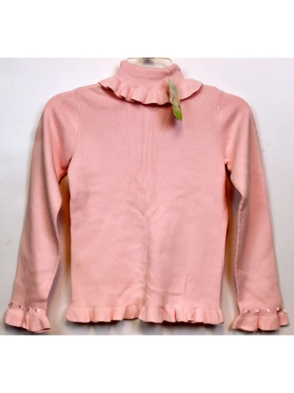2004 Gymboree City Sidewalk Sweater sz 9 Pink Ruffle Ribbon Bows  Long Sleeve